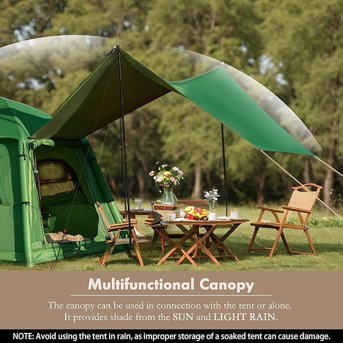 YOLENY 2/4/6 Person Inflatable Tents for Camping, Quick Setup in 2 Minutes with Hand Pump, Oxford Blow Up Tent with Skylight & Canopy, Spacious Cabin Tent for Family Camping & Hiking