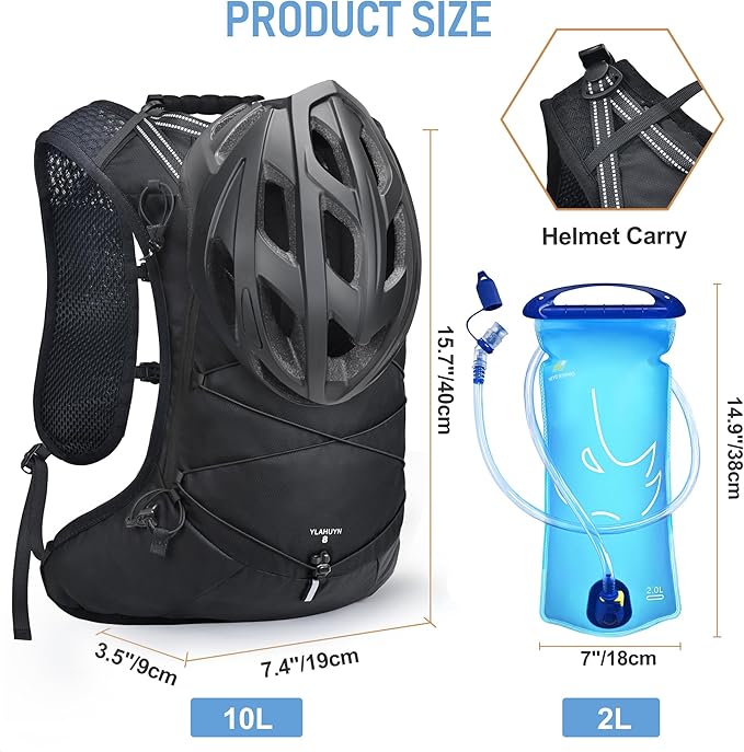N NEVO RHINO Hydration Backpack,10L Hydro Water Daypack with 2L Water Bladder, Lightweight Hiking Backpack-Hydration Bike Pack for Cycling Rave