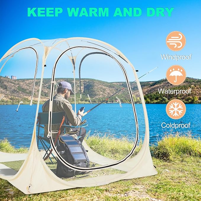 LILYPELLE All Weather Sports Shelter, Instant Pop-Up Tent, Provides Rain Protection for Watching Sports, Camping, Fishing, Cheering