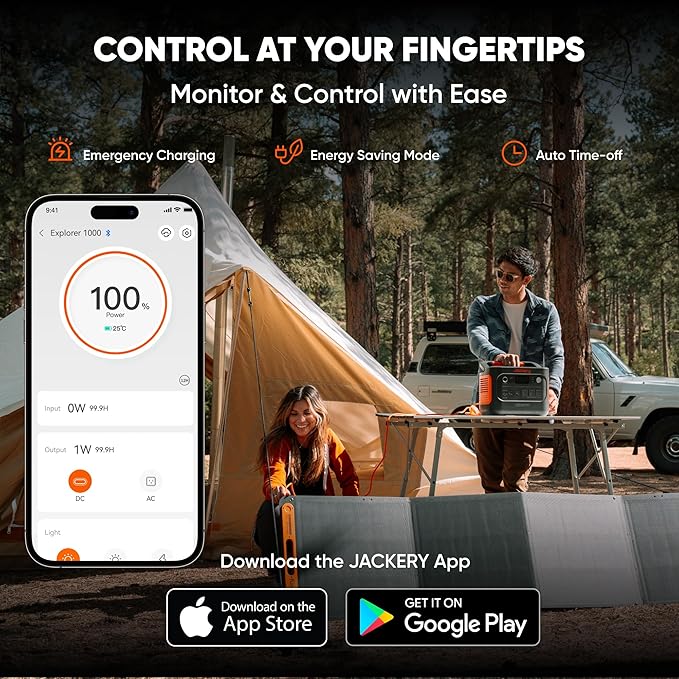 Jackery Solar Generator 1000 v2 with 100W Solar Panel,1070Wh Portable Power Station LiFePO4 Battery,1500W AC/100W USB-C Output,1Hr Fast Charge for Outdoor,Off-Grid Living,RV,Emergency