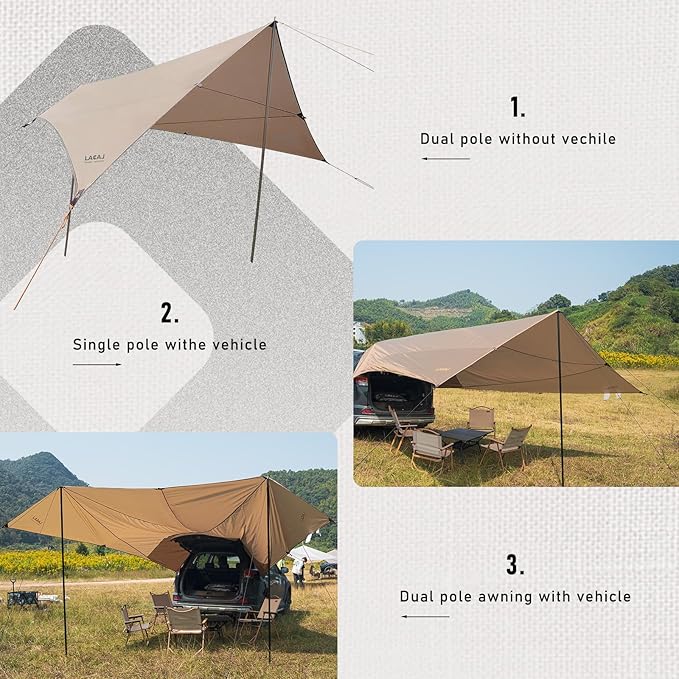Tailgate Tent,Tailgate Awning, Car Awning Sun Shelter Waterproof 3000MM UPF 50+, for Outdoor Camping, SUV, Truck Van Camper Trailer
