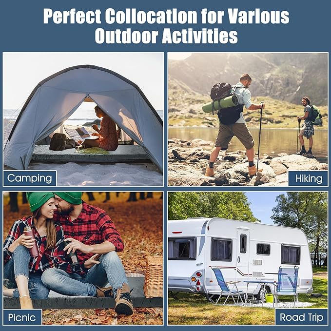 Goplus Memory Foam Camping Mattress, Portable Roll up Sleeping Pad w/Anti-Slip Bottom, Travel Bag, Single/Twin Waterproof Floor Mat, Guest Bed