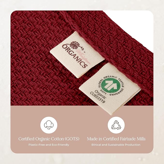 100% Organic Cotton Blanket - GOTS & Fairtrade Certified Organic Cotton Throw Blanket for Bed with Soft Warm & Breathable Single Knit Weave - Great as Bedspread or Coverlet (Burgundy, King/Cal King)