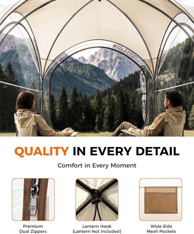 Pop Up Sports Pod Tent 6×6 FT, Clear Bubble Weather Pod Camping Tent for 2-4 Person, Instant Outdoor Shelter with Floor Mat & Cover, Portable Tent for Backyard Patio Sports Events
