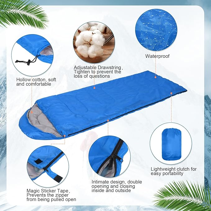 Macarrie 12 Pack Sleeping Bags Set with Compression Sacks, 6 Adult Camping Sleeping Bags and 6 Emergency Survival Sacks for Hiking Outdoor Homeless Shelters Donation Supplies