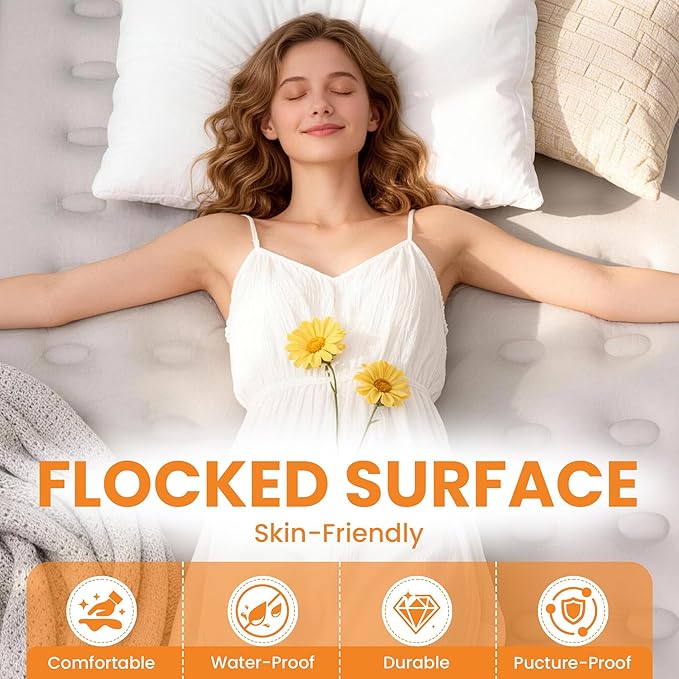 Queen Air Mattress with Built-in Pump, 18 Raised Inflatable Air Mattress, 800 lbs Max Honeycomb Comfortable Air Bed with Storage Bag, for Camping, Home and Guest Use