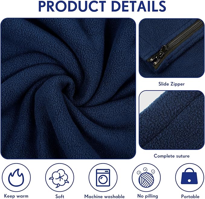 Mixweer 3 Pcs Fleece Sleeping Bag Liner for Adult Warm or Cold Weather 75" Adds 12 Degrees Fahrenheit More Warmth Zippered Camping Blanket Liner with Bag for Adult Travel