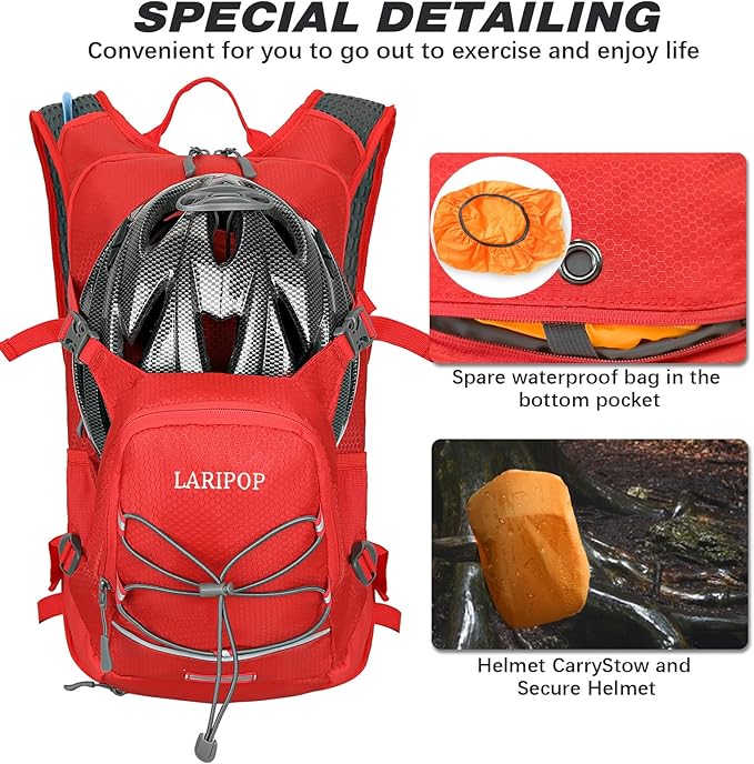 LARIPOP 18L Hydration Backpack with 2L Leak-Proof Water Bladder for Hiking Cycling Running Men Women