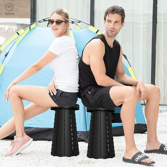 Telescoping Portable Sturdy and Lightweight Stool, Retractable Collapsible Camping Car for Travel Picnic Fishing Hiking Museums Shows Capacity 440Ib (Only Stool)