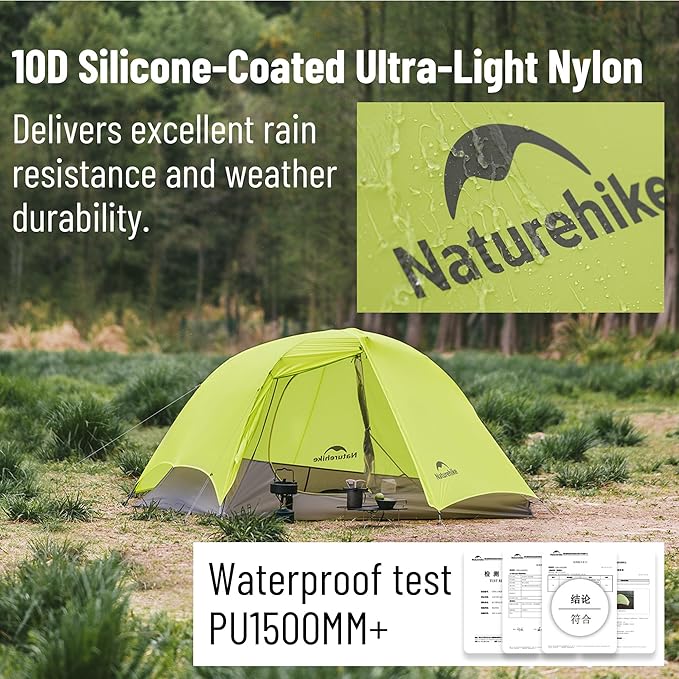 Naturehike Star Trail EXT 1/2 Person Tent - 2.2lb Ultralight Solo Tent for Camping, Waterproof & Breathable 3 Season Easy Setup Backpacking Tent for One Man, Outdoor Hiking, Hunting, Travel
