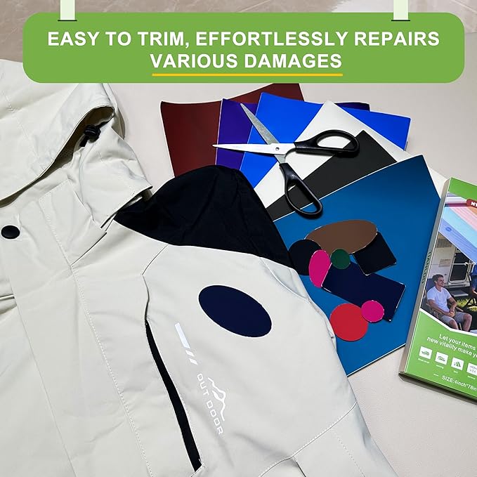 7x9in Nylon Repair Patch，Tent Repair Kit，Self Adhesive Waterproof Fabric Repair Tape for Tent, Umbrella, Sleeping Bag, Down Jackets,Knapsack.（Black,6ps）