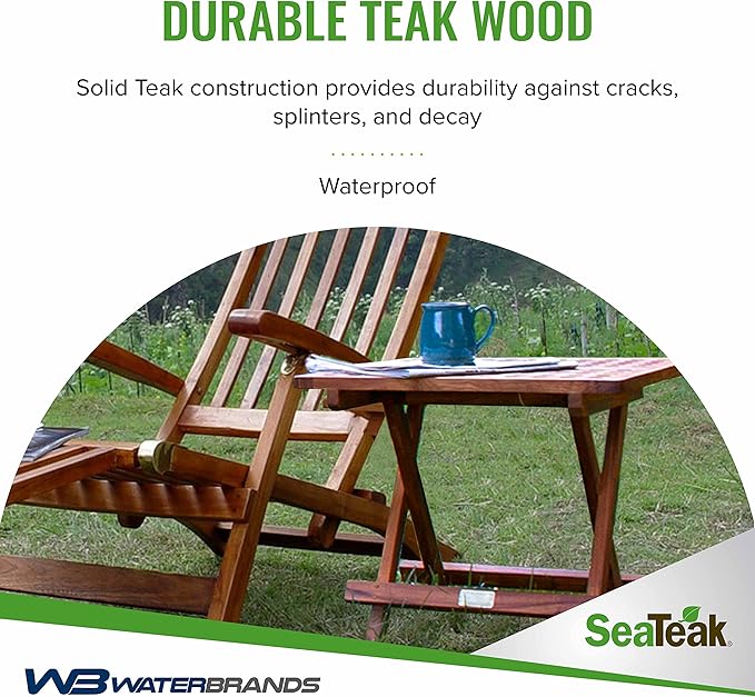 SeaTeak Square-Grate Top Folding Deck Table | Teakwood Folding Table | Small Folding Wood Table| 20" L x 20" W x 20" H
