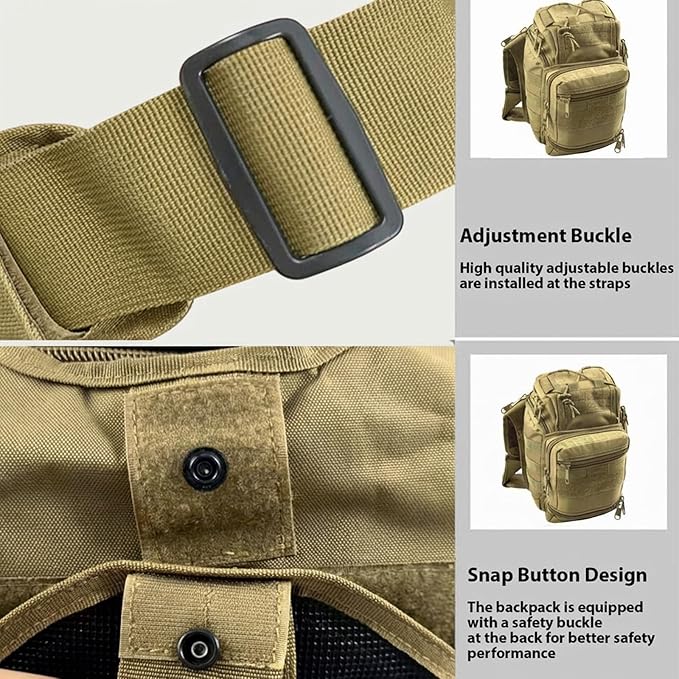 Tactical Backpack for Men，Military Sport Bag Pack Sling Shoulder Backpack Tactical Crossbody Bag EDC Molle Assault Range Bag Chest Pack for Hiking Camping Outdoor - Khaki