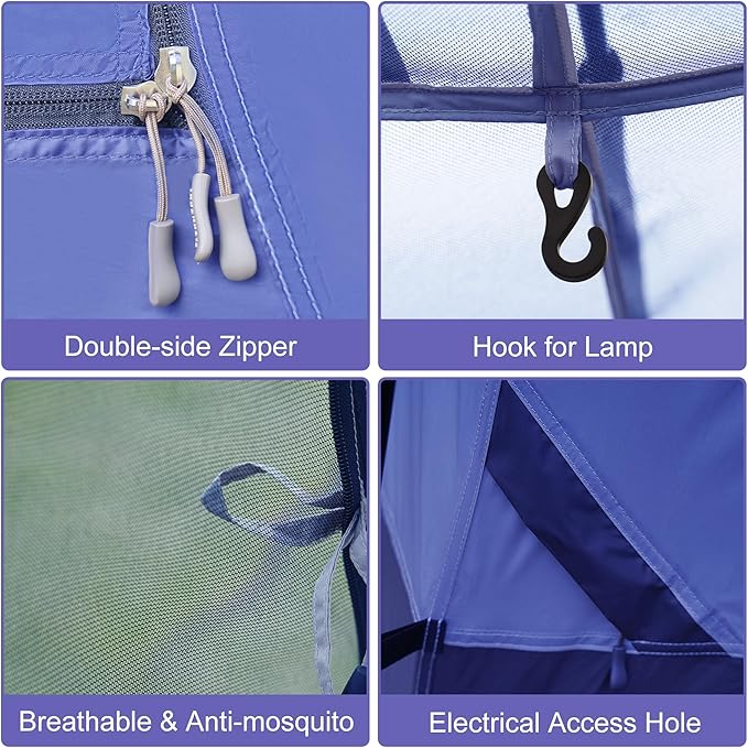 Vidalido 3-4 Person Tent with 1 Mesh Door and 2 Large Mesh Window, Double Layer Waterproof Portable Family Cabin Tent, 4 Person Tents for Outdoor Camping Hiking