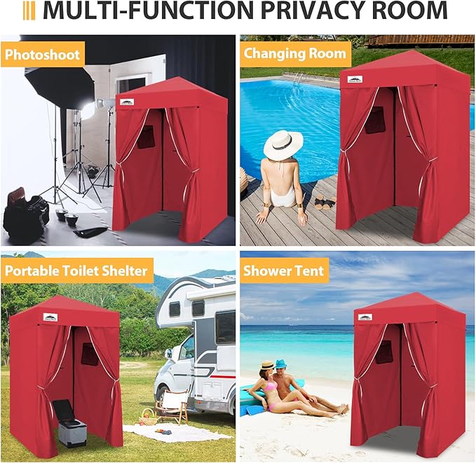EAGLE PEAK EAGLE PEAK Flex Ultra Compact Pop-up Canopy, Sun Shelter, Changing Room, Portable Privacy Canopy Cabana, 4x4ft Canopy Tent, for Pool, Fashion Photoshoots, or Camping, Red