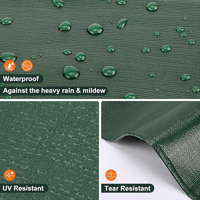 Tarp 10x12 Feet, 20 Mil Waterproof Tarps Heavy Duty with Brass Grommets, Thick Plastic Tarp, UV Resistant Tear&Fade Resistant, Reinforced Edges for Outdoor Pool Car Camp Tent