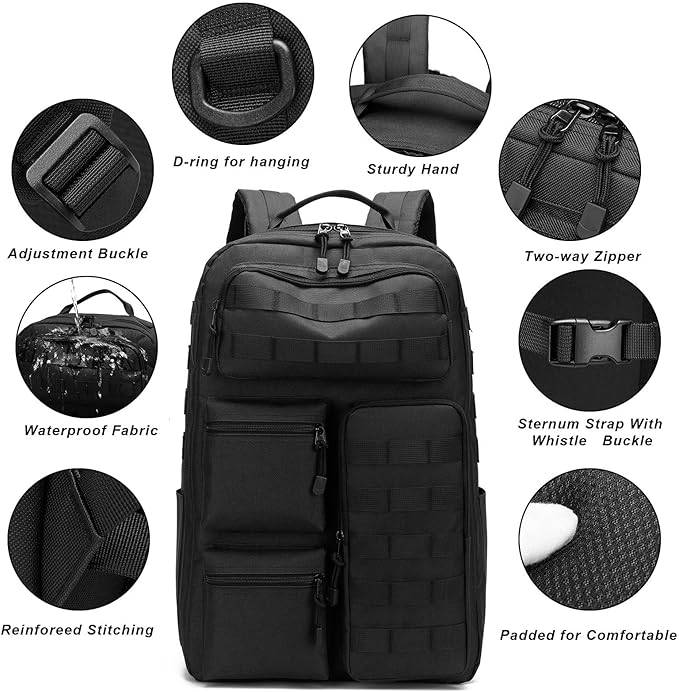 Tactical Camo Backpack for Men Women Waterproof Durable MOLLE Backpack Camping Hunting Emergency Preparedness