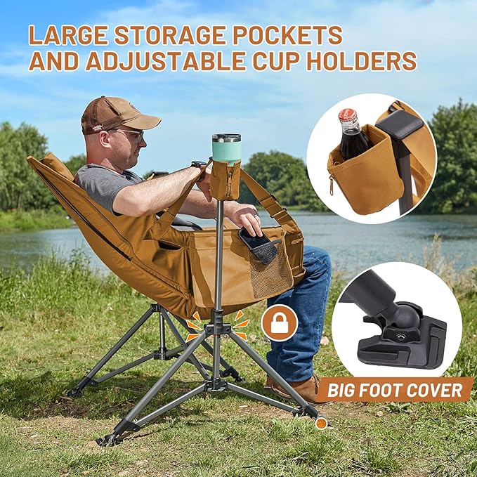 TIMBER RIDGE Hammock Camping Chair, Oversized Swinging Chair with Adjustable Back and Seat Height, Portable Folding Rocking Camping Chair for Outdoor Lawn, Backyard and Patio, Supports 400lbs
