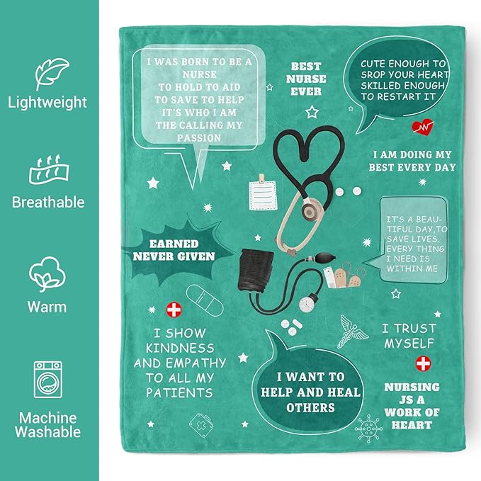 Nurse Appreciation Gifts, Nurses Week Gifts for Women Men, Soft Blanket for Nurses, Cozy Throw Blankets Christmas Birthday Gifts for Nurse Practitioners Couch Bed Sofa 60" X 50"