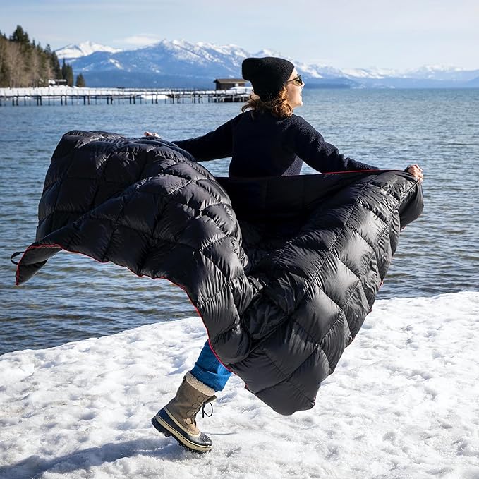 Horizon Hound Down Camping Blanket - Outdoor Travel Quilt | Sustainable, Insulated, Lightweight & Warm Gear for Sleep, Camping, Stadium, Hiking & Festivals | Water Resistant, Packable & Compact