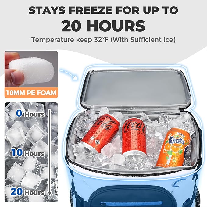 Heytrip Backpack Cooler 36/54 Cans, Insulated Portable Large Leakproof Waterproof Cooler Bag, 20 Hours Cold Retention for Lunch Camping Travel Beach Picnic