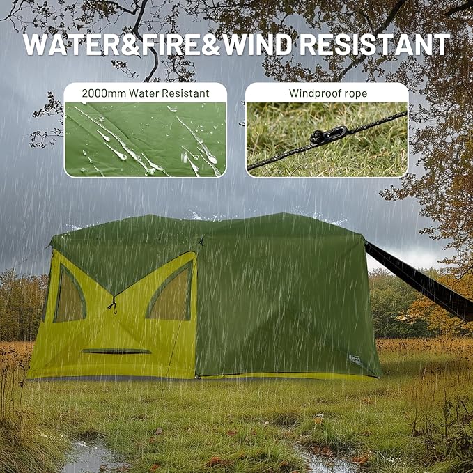 TIMBER RIDGE 4/6/8 Person Instant Pop Up Cabin Tent, Easy 60 Second Setup, Weather Resistant Camping Family Hub Tent with Rain Fly and Carry Bag for Outdoor Camping & Overlanding