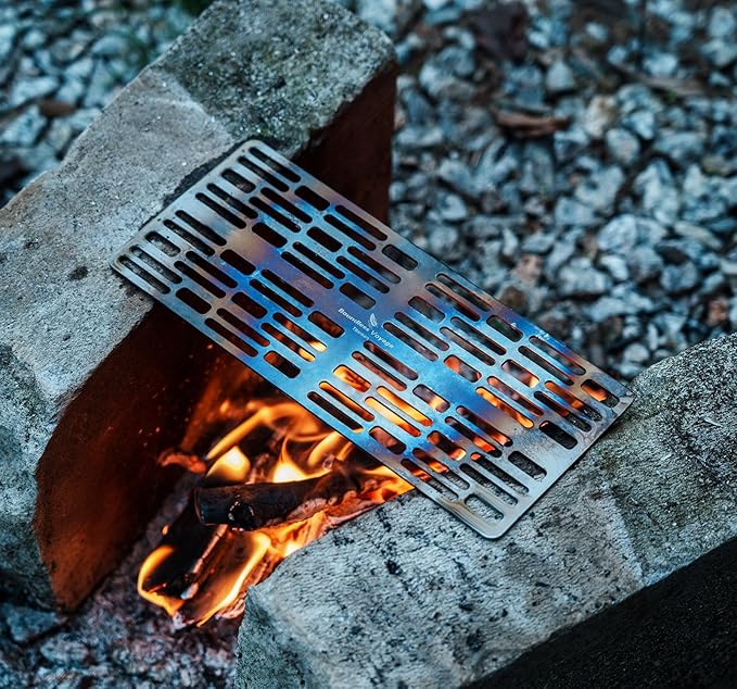 Boundless Voyage Mini Size Durable Titanium Charcoal BBQ Grill Plate Include a Carry Bag for Outdoor Camping Beach