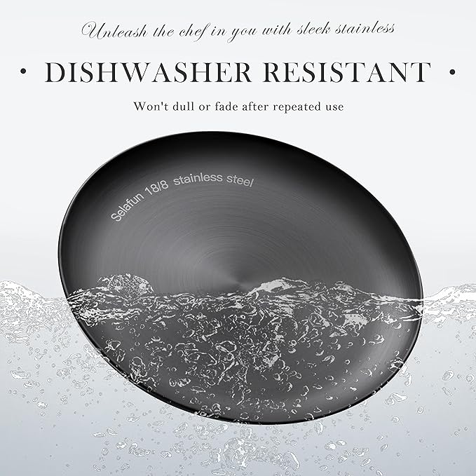 Stainless Steel Plates Metal 18/8 Round Dinner Plates - Set of 4 - Food-Grade Dishwasher Safe 9inch Salad Plates for Camping Kids Dining Outdoor (Gold)