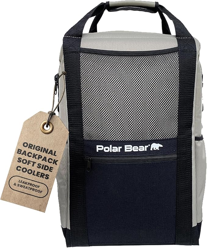 Polar Bear Coolers - Soft-Sided Backpack Cooler - Insulated Backpack for Hiking, Camping, Travel, or Fishing - Heavy-Duty & Portable - Sweat & Leak Proof - Keeps Ice up to 24 hrs