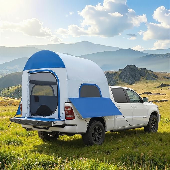 Inflatable Truck Bed Tents 5.5 ft–8 ft with Air Pump, 3-Minute Fast Setup Pickup Truck Tent for Camping, Dual-Use Truck Bed Tent & Ground Tent, Waterproof All-Weather