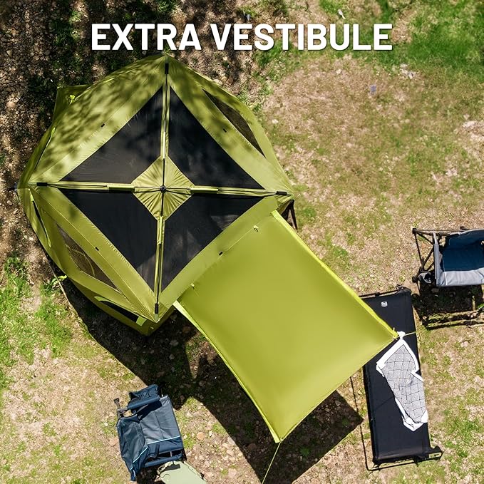 TIMBER RIDGE Camping Tent, 4 Person Instant Pop Up Hub Tent with 8 Windows, Easy 60 Second Setup, Weather Resistant Family Cabin Tents with Rain Fly for Camping, Hiking, Outdoor Travel