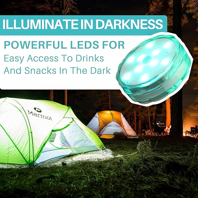 Skywin Waterproof Multicolor LED Cooler Lights – 2.76 x 1 x 1 Inches, 3 x AA Battery-Operated, Reusable Cooler Accessories for Camping, Outdoor Events, and Parties