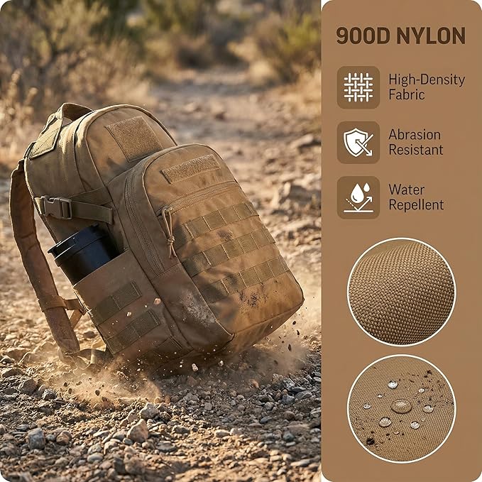 Tactical Backpack for Men Military Backpacks with Holster Army 3 Days Assault Pack Bug Out Bag for Hiking Camping (Coyote)