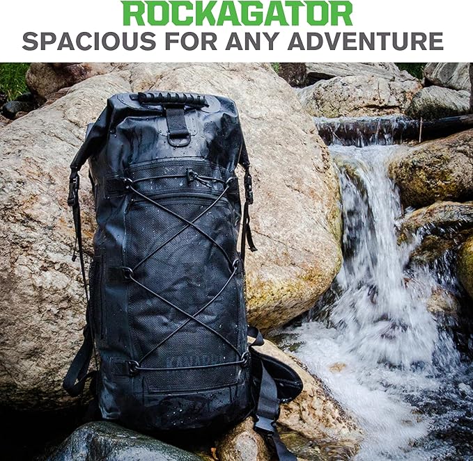 Rockagator Kanarra 90L Waterproof Backpack for Camping, Hiking, Mountaineering, Backpacking, Hunting, Fishing, Canoeing, Outdoor Activities, The Wet Outdoors - Large Capacity, Roll Top Closure, Gray