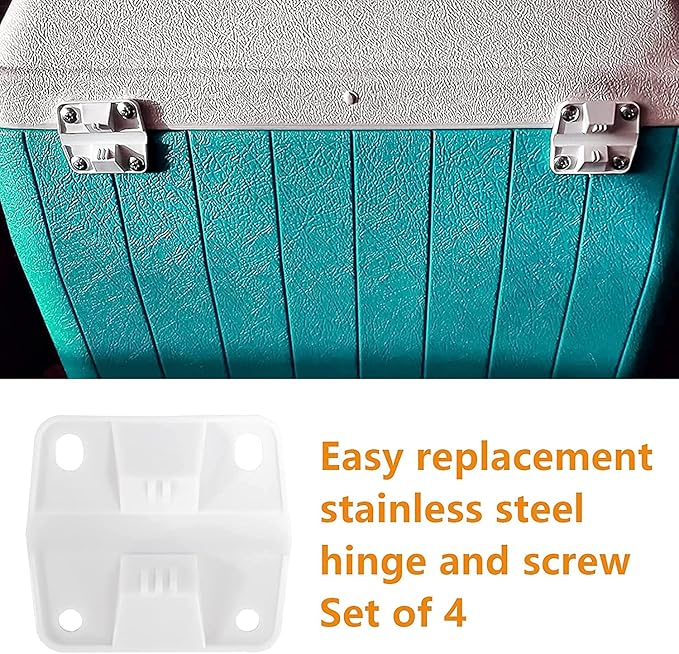 Cooler Plastic Hinges Replacement for Coleman Coolers Parts, Ice Chest Hinges & Screws Set for Camping Ice Box (4 Pack)