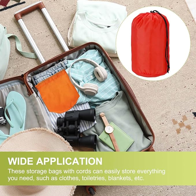Stuff Sack, Nylon Waterproof Storage Sacks Portable Drawstring Dry Stuff Bag Gear Organization with Toggle, 5x10Inch Fit for Backpacking Camping Traveling Hiking(Red)
