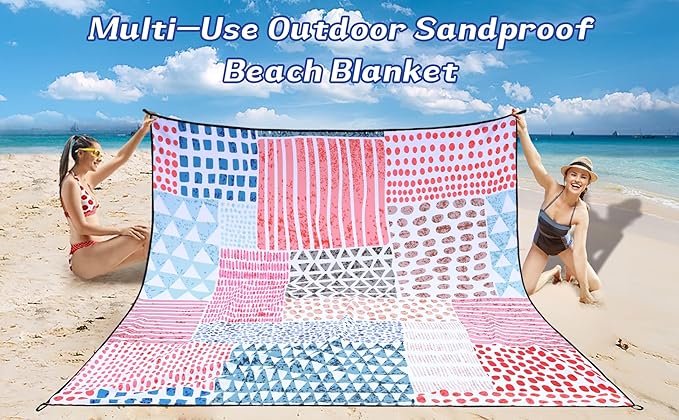 Beach Blanket Waterproof Sandproof Extra Large Beach Mat 79" X 83"/120"x108"for 1-8 Adults Quick Drying Durable Outdoor Picnic Mat for Beach Travel Camping Hiking