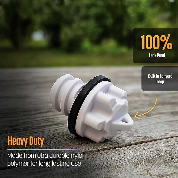 Galvanox 2-PC Set for Yeti Tundra and RTIC Coolers, Replacement Cooler Drain Plug and Push-Button Drink Spigot (White)