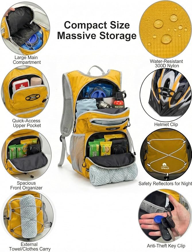 Hydration Hiking Backpack, Water Hiking Backpack, Hydration Backpack with 15l Water Bladder, Runinnng Backpack for Men Women for Cycling Campling