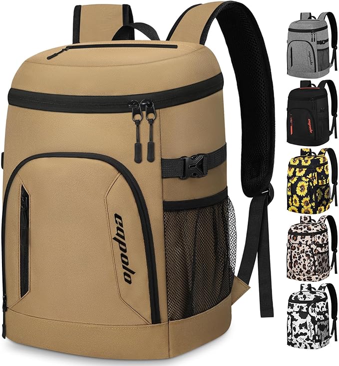 Capolo Cooler Backpack for Men Women Insulated Backpack Cooler Leak Proof Thermal Bag Beverage Soft Cooler Bag Lunch Backpack for Camping 30/45 Cans