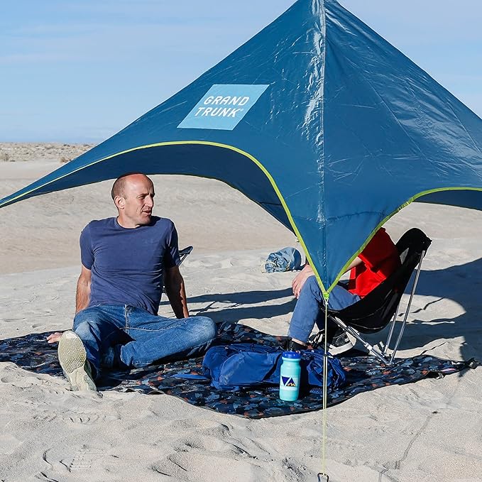 GRAND TRUNK Meadow Mat Large - Waterproof Outdoor Blanket for Picnic, Beach & Camping, Stakes Included (Horizon)