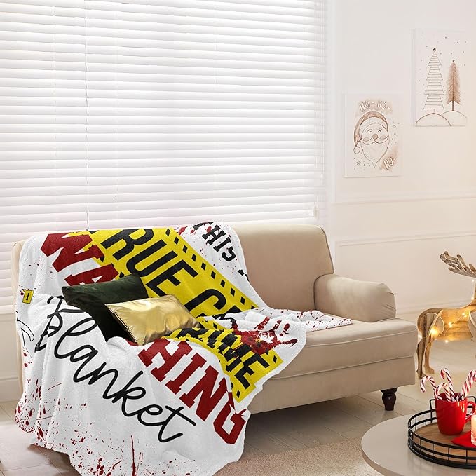 True Crime Gifts for Women, Fans/Lovers - Blanket 60''x50'', Crime Junkie Merch, Serial Killer Merchandise, Horror Blanket, Crime Scene Gift