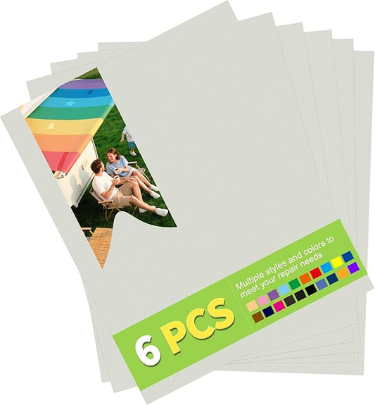 7x9in Nylon Repair Patch，Tent Repair Kit，Self Adhesive Waterproof Fabric Repair Tape for Tent, Umbrella, Sleeping Bag, Down Jackets,Knapsack.（Light Gray,6ps）