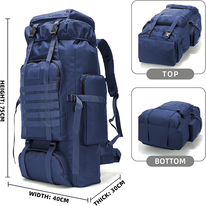 King'sGuard 70L Camping Hiking Backpack for Men Women Large Military Tactical Backpack Molle Rucksack Backpack for Outdoor