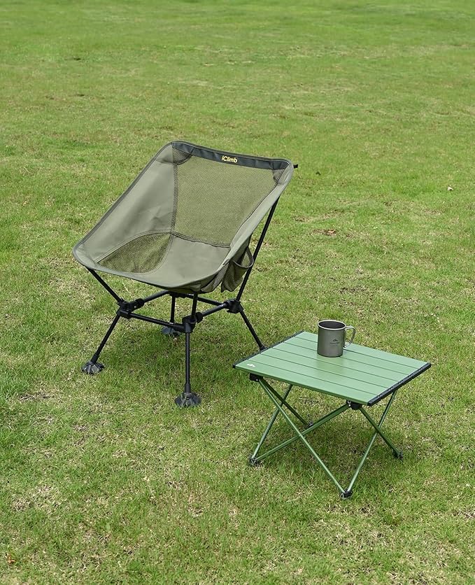 iClimb Ultralight Compact Camping Folding Beach Chair with Anti-Sinking Large Feet