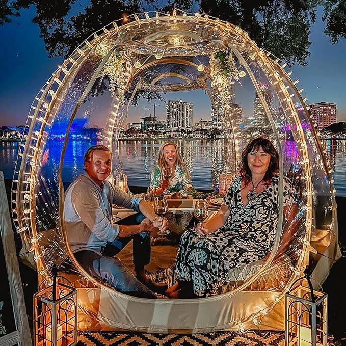 Alvantor Pop Up Bubble Tent - 6’ x 6’ Instant Igloo Tent - 2-3 Person Screen House for Patios - Large Oversize Weather Proof Pod - Cold Protection Camping - Beige