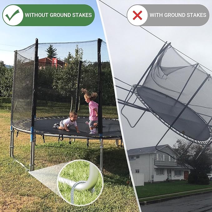 12 INCH 12 Pack Trampoline Stakes, U Shaped Ground Anchors Wind Stakes, Heavy Duty Trampoline Parts, Steel Stakes for Trampolines, Outdoor Canopies, Camping Tents and Football Goals, Silver