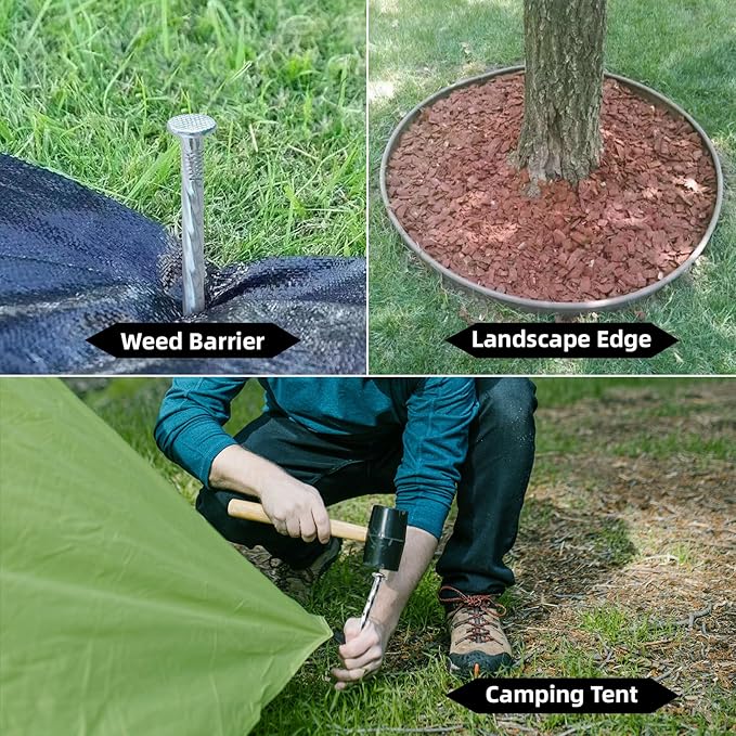 10 Inch Galvanized Landscape Stakes Heavy Duty Metal Spiral Anchoring Spikes Garden Nails for Paver Edging, Camping Tent, Weed Barrier, Artificial Turf, Carpentry and More