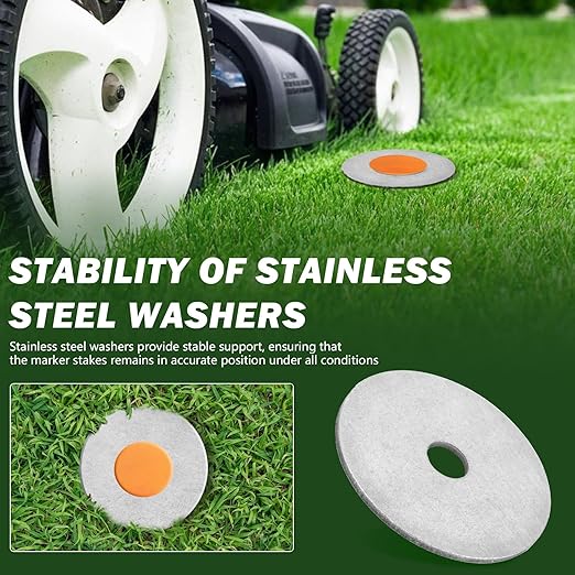 Stainless Washers Localization 4 Inch for Low Profile Survey Stakes Property Line Markers, Improve The Visibility of The Survey Maker Stakes, Stainless Washers Holes 0.78 Inch, 4 Pack.