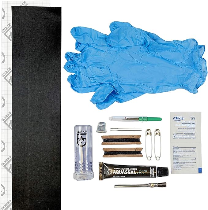 GEAR AID Aquaseal FD Soft Top Repair Kit for Jeep, Convertible Tops, and Fabric Vehicle Covers – Black, Waterproof Adhesive Patch for Rips and Tears, 7" x 10"